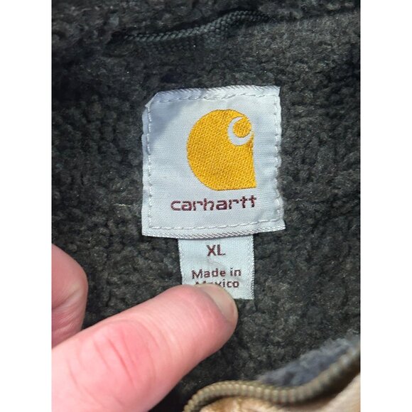 Carhartt V33-211 Sandstone Sherpa-Lined Mock-Neck Vest Full Zip Brown Men's XL - Picture 7 of 8